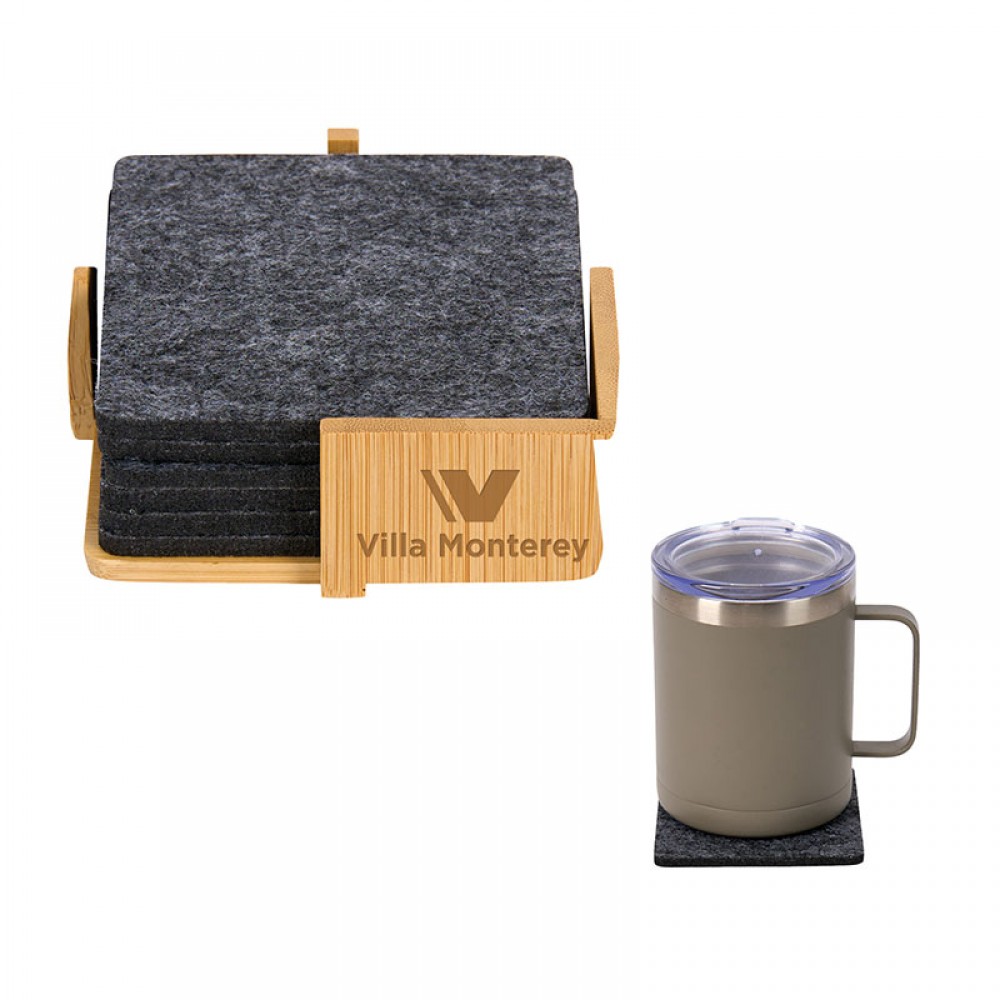 Redmond 6pc Recycled Felt Coaster Set with Logo Redmond 6pc Recycled Felt Coaster Set with Logo
