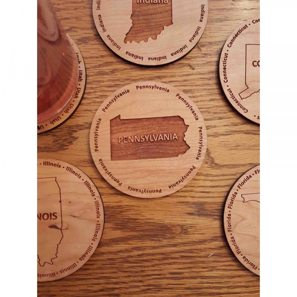 Hardwood State Coasters with Logo