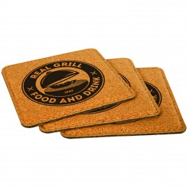 Cork Coaster with Stitching (4" x 4") with Logo