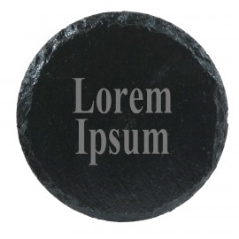 Slate Round Coated Coaster (Set of 4) with Logo