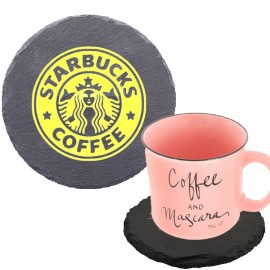 Logo Branded Round Slate Coaster w/Custom Imprint & EVA Bottom Pad  Logo Branded Round Slate Coaster w/Custom Imprint & EVA Bottom Pad