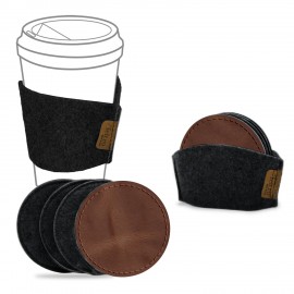 Custom Feltro Collection Black Felt Coaster Set