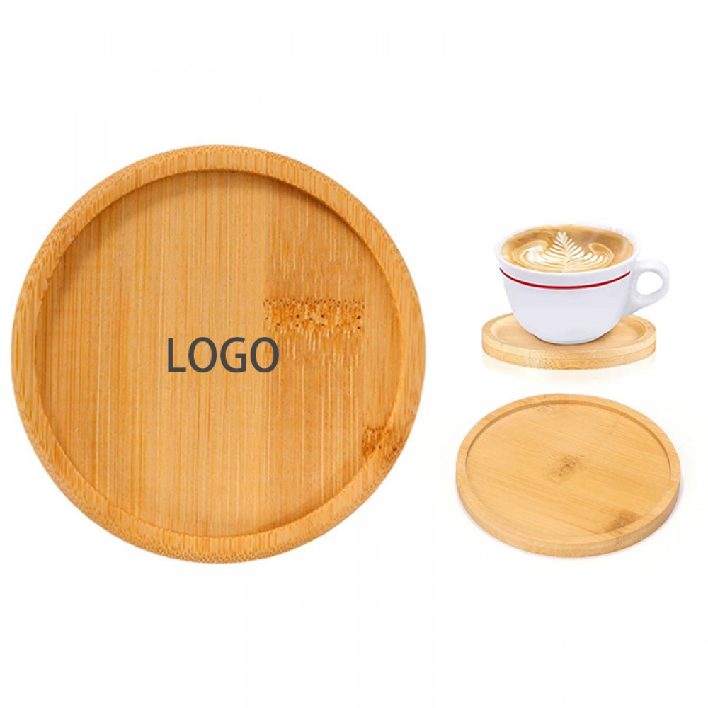 Round Bamboo Coaster with Logo