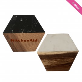 Wood Marble Coaster Hexagon - OCEAN with Logo  Wood Marble Coaster Hexagon - OCEAN with Logo