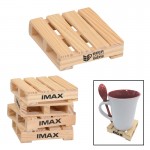 3" Square Mini Pallet Wood Coaster with Logo
