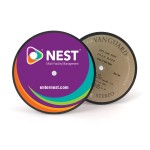 1-Sided Record Label Coasters - 1 Side Custom, 1 Side Vintage Record Labels - Bulk with Logo