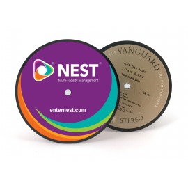 Logo Branded 1-Sided Record Label Coasters - 1 Side Custom, 1 Side Vintage Record Labels - Bulk