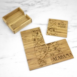 Alabama Puzzle Coaster Set with Logo