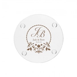 4" Round Glass Clear Coaster w/Custom Imprint with Logo