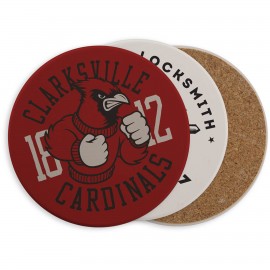 Logo Branded Round Ceramic Coaster with Cork Base