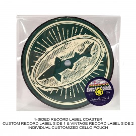 1-Sided Record Label Coasters - Set of 1 - Custom Cello Pouch (Label on Front) with Logo  1-Sided Record Label Coasters - Set of 1 - Custom Cello Pouch (Label on Front) with Logo