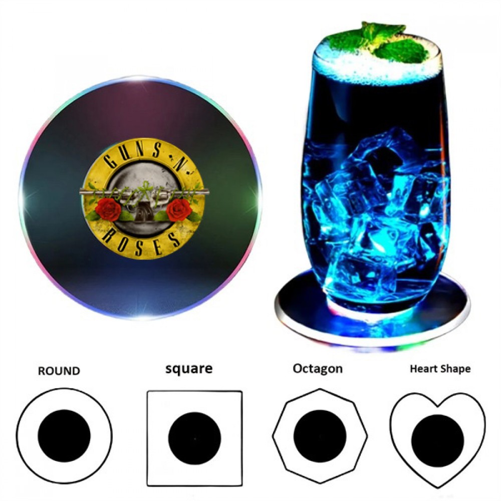 Custom Colorful Luminous LED Cocktail Coaster Custom Colorful Luminous LED Cocktail Coaster