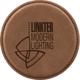 4" - Premium Leatherette Coasters - Round with Logo