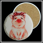 Custom Imprinted Round Layered Edge Absorbent Stone Coaster Basic Print