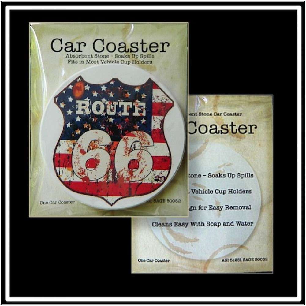 Promotional Single Packaged Absorbent Stone Car Coaster (2.5" Diameter) - Basic Print
