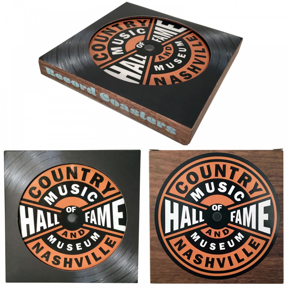 2-Sided Record Label Coasters - Sets of 4 - Custom Paperboard Box Logo Branded 2-Sided Record Label Coasters - Sets of 4 - Custom Paperboard Box Logo Branded