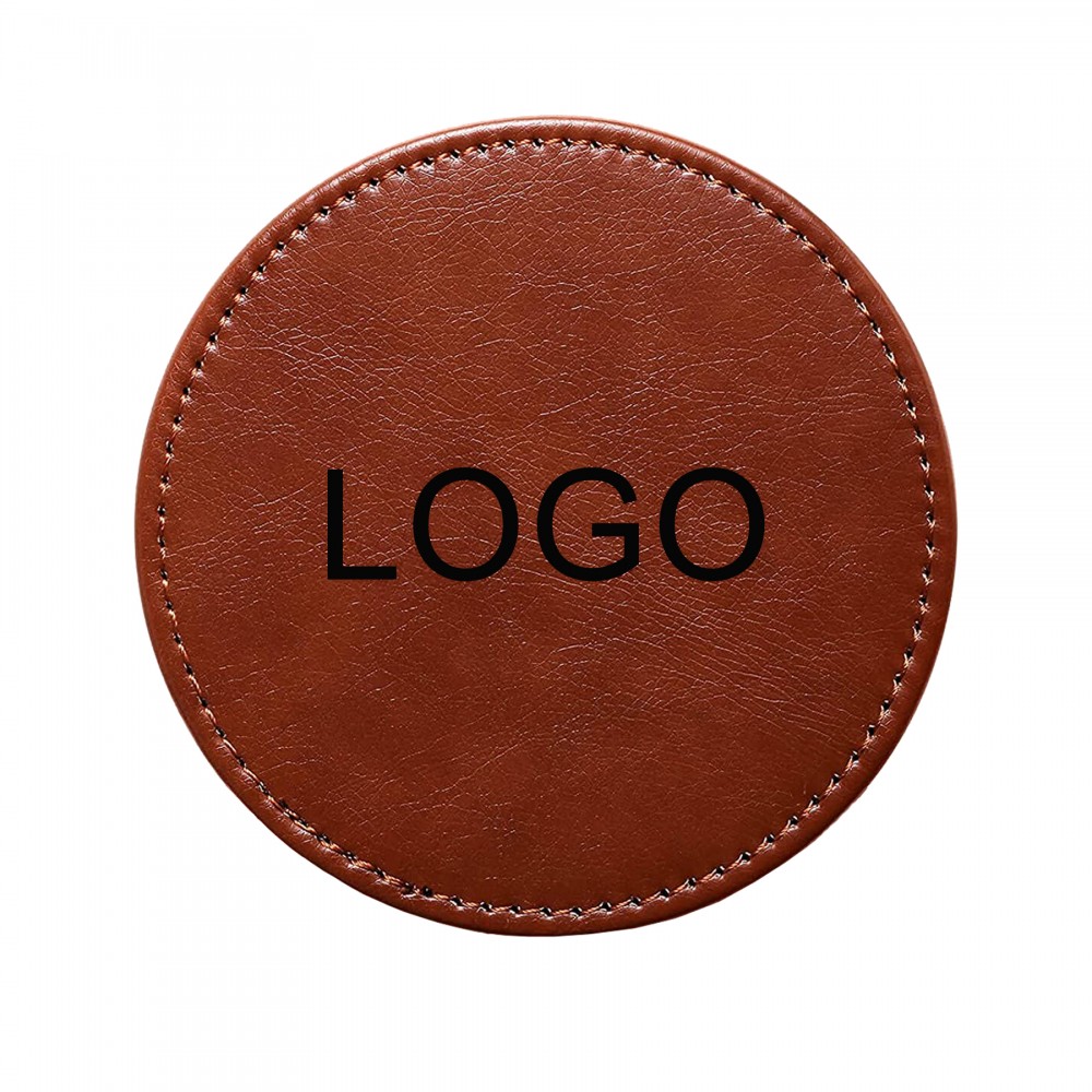 Round Leather Coasters with Logo