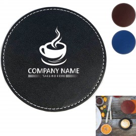 Leather Round Coaster (Single) with Logo