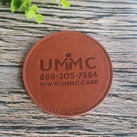 Round PU Leather Coaster with Logo