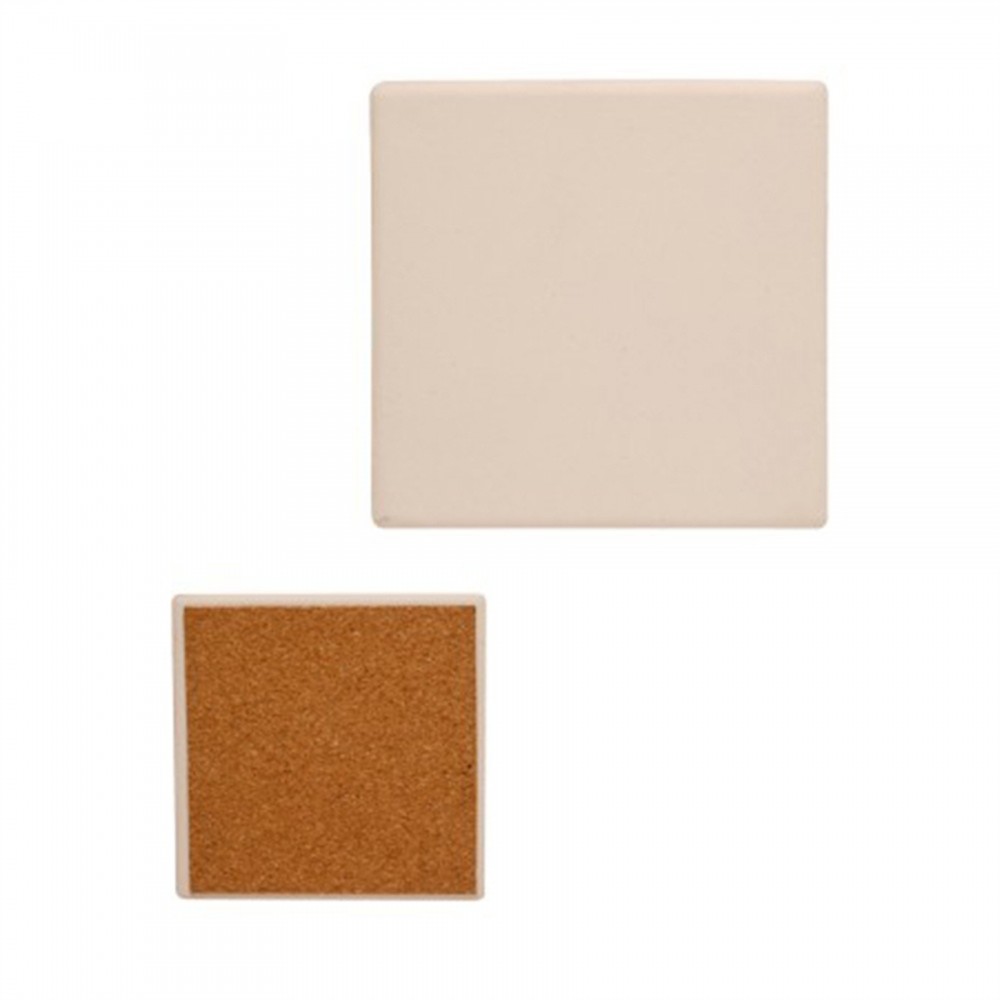 Absorbent Stone Coaster Duo - Round And Square with Logo Absorbent Stone Coaster Duo - Round And Square with Logo