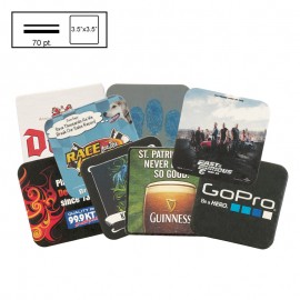 Logo Branded 3.5" Square Medium Weight (70 Point) Pulpboard Coaster w/4 Color Process
