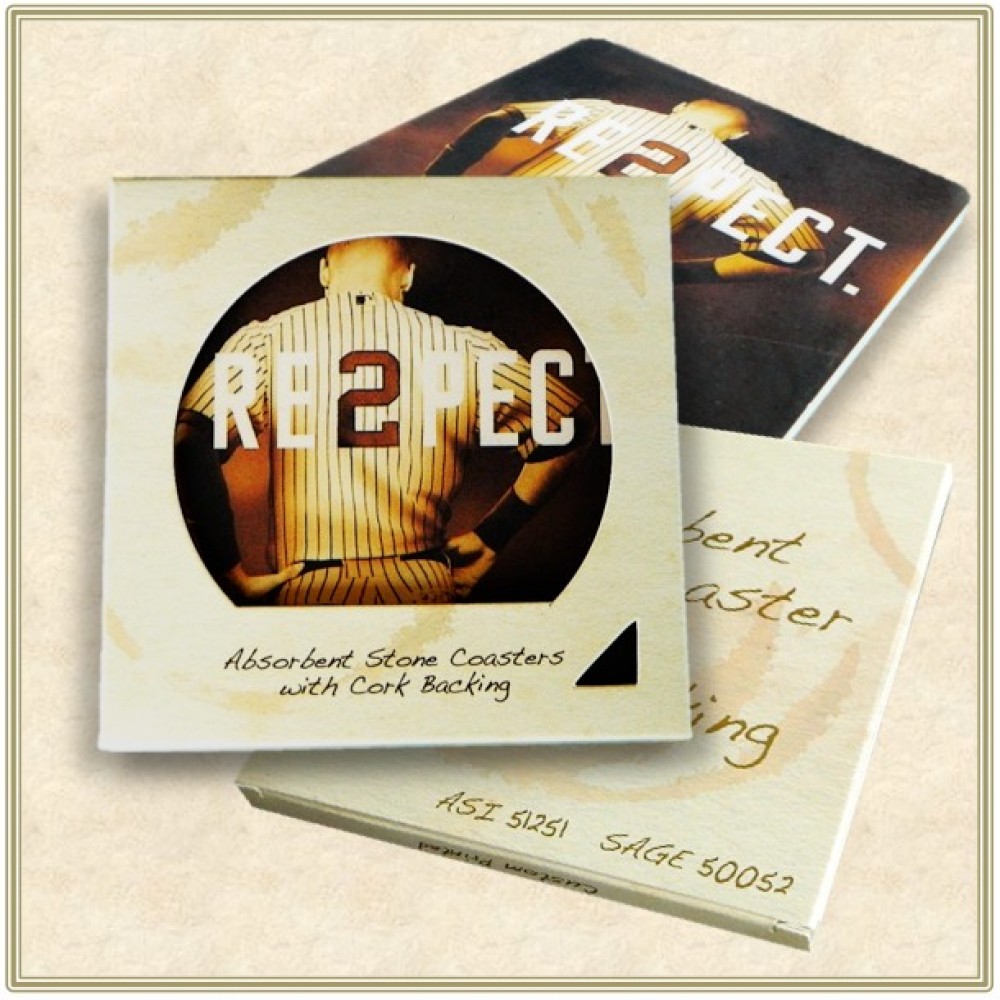 Square Absorbent Stone Coaster- Custom Printed - Packaged in Single Window Box - Full Bleed Print Logo Branded Square Absorbent Stone Coaster- Custom Printed - Packaged in Single Window Box - Full Bleed Print Logo Branded