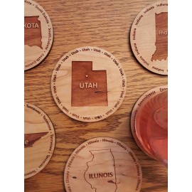 Customized 3.5" - Utah Hardwood Coasters