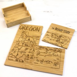 Oregon Puzzle Coaster Set with Logo