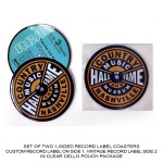 Logo Branded 1-Sided Record Label Coasters - Set of 2 - Clear Cello Pouch (No Imprint)