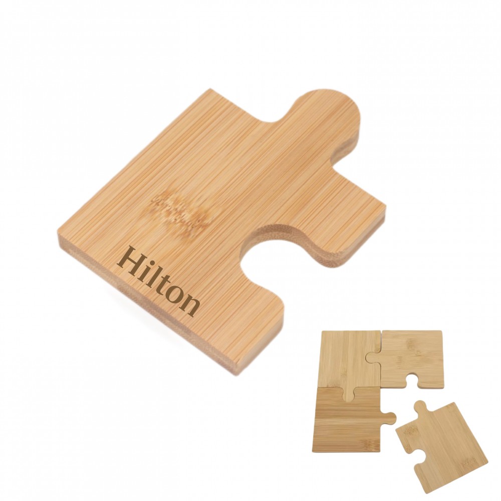 Logo Branded Bamboo Puzzle Coaster Set