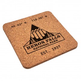 Cork Wood Coaster - Laser Etched with Logo  Cork Wood Coaster - Laser Etched with Logo