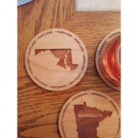 Logo Branded Hardwood State Coasters