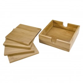 Bamboo Coaster Set with Logo  Bamboo Coaster Set with Logo