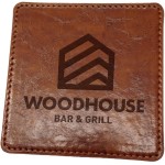 Custom Watson Square PU Leather Coaster: Single