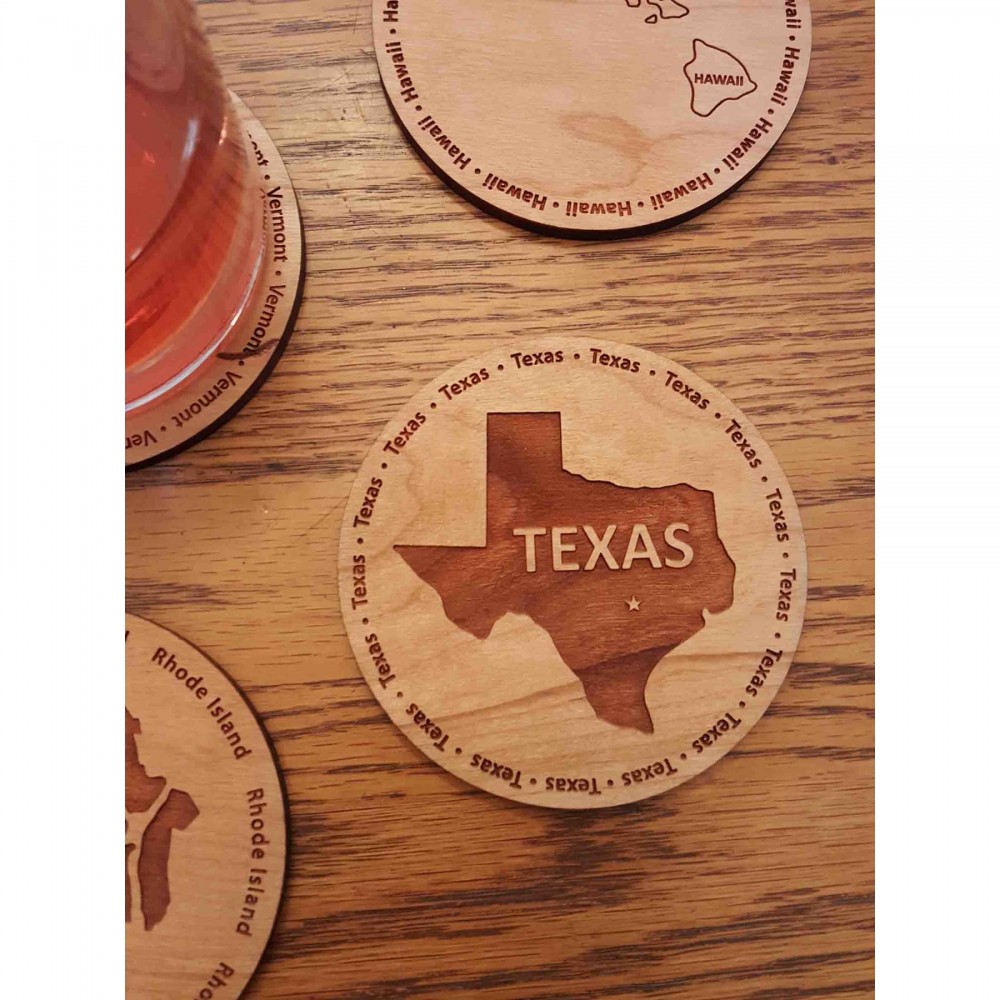 Hardwood State Coasters with Logo