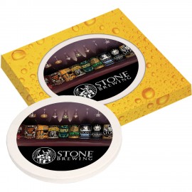 Ceramic Coaster with Custom Packaging - 1 Coaster Set with Logo