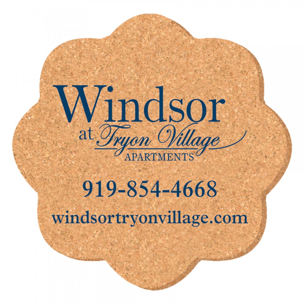 Custom Imprinted 5" Flower Shape Solid Cork Coasters Custom Imprinted 5" Flower Shape Solid Cork Coasters