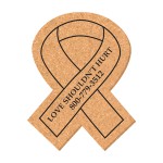 4 1/2" x 3 1/2" Awareness Ribbon Shape Solid Cork Coasters Logo Branded