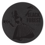 Black Leather Coaster | Circle | 3 7/8" dia. | Debossed with Logo