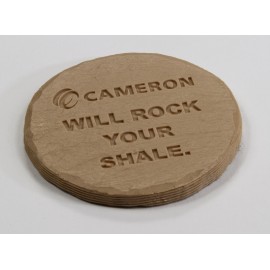 Round Shale-Texture Coaster with Logo