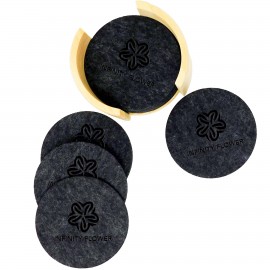 Custom Wellington Felt Coaster : 10 Pc. Set In Wooden Stand  Custom Wellington Felt Coaster : 10 Pc. Set In Wooden Stand