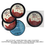 Personalized 1-Sided Record Label Coasters - Set of 4 - Clear Cello Pouch (No Imprint)