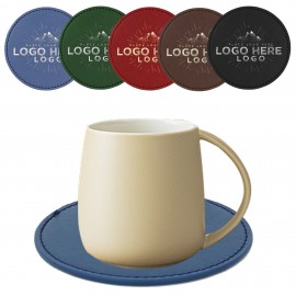 Personalized Premium PU Leather Insulated Round Coasters