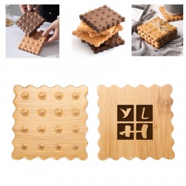 Eco-Friendly Wood Biscuit Coaster with Logo