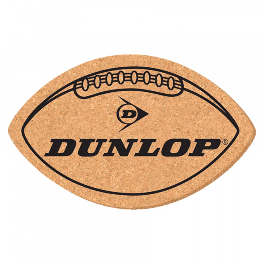 4 1/4" x 5 1/4" Football Shape Solid Cork Coasters with Logo