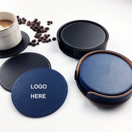 Double-Sided Leather Coaster with Logo  Double-Sided Leather Coaster with Logo