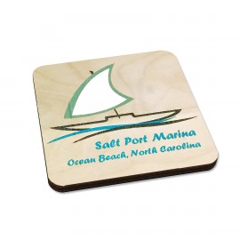 Logo Branded Ultra Vivid Birch Wood Coaster