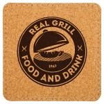 Promotional 4" x 4" Square Cork Coaster with Stitching
