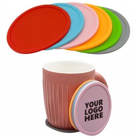 Customizable Round Silicone Coaster with Logo  Customizable Round Silicone Coaster with Logo
