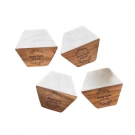 Promotional Marble and Wood Spliced Coaster